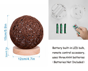 Cordless Battery Table Lamp Dimmable LED Night Light with Remote