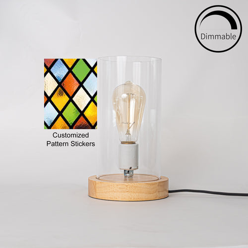 Customized Pattern Stickers Dimmable Night Light Transparent Acrylic Shade Table Lamp