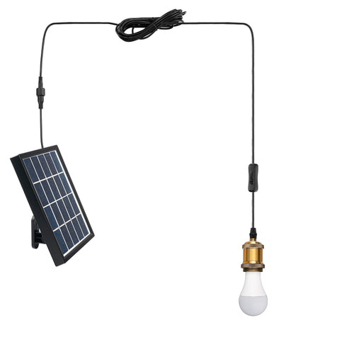 Solar Power Pendant Retro Socket Light with LED Bulb Button Switch
