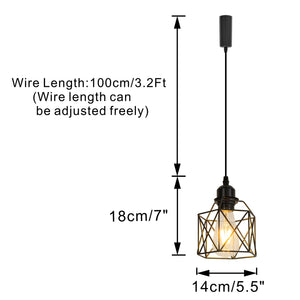 Track Pendant Lights Freely Adjustable Cord Hollow Metal Cage Black Shade
