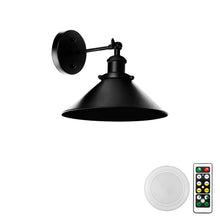 Load image into Gallery viewer, Battery Wireless Black Shade Adjustable Wall Sconce Remote Dimmable