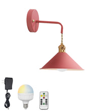 Load image into Gallery viewer, Rechargeable Smart LED Bulbs With Remote Cordless Pink Metal Shade Modern Design Wall Sconces
