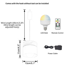 Load image into Gallery viewer, Rechargeable Battery Adjustable Cord Pendant Light Metal Shade Smart LED Bulbs with Remote