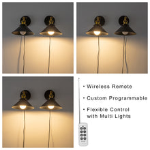 Load image into Gallery viewer, Plug-in Wall Sconce with Programmable Wireless Remote Control Vintage Fixture