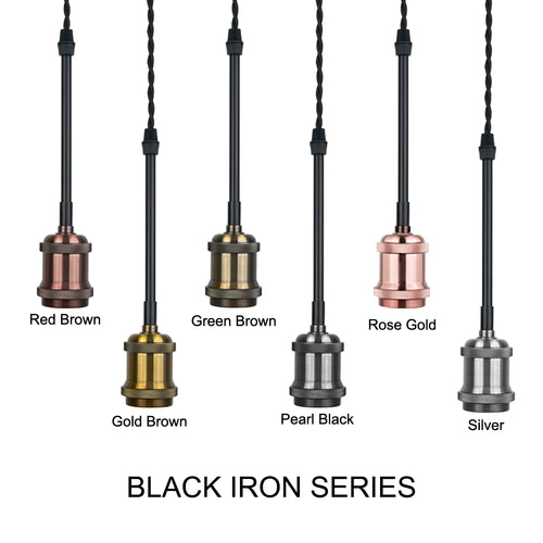 Track Light Pendant Scoket with Black Drop Iron Pipe 3pcs