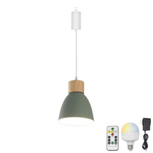 Load image into Gallery viewer, Rechargeable Battery Adjustable Cord Pendant Light Macaron Aluminum Blue Or Green Shade Smart LED Bulbs with Remote
