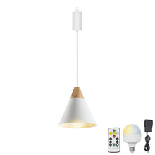Load image into Gallery viewer, Rechargeable Battery Adjustable Cord Pendant Light Metal Shade Smart LED Bulbs with Remote