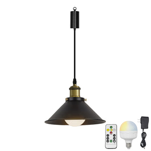 Rechargeable Battery Pendant Light Metal Shade Smart LED Bulbs with Remote