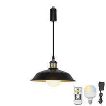 Load image into Gallery viewer, Rechargeable Battery Adjustable Cord Pendant Light Black Metal Shade Smart LED Bulbs with Remote Retro Design