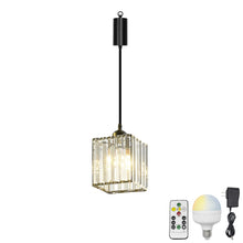 Load image into Gallery viewer, Rechargeable Battery Adjustable Cord Pendant Light Crystal Shade Smart LED Bulbs with Remote