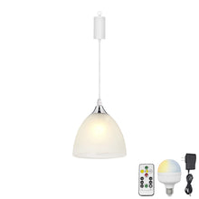Load image into Gallery viewer, Rechargeable Battery Adjustable Cord Pendant Light Glass Shade Smart LED Bulbs with Remote