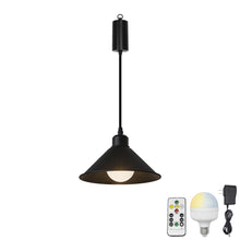 Load image into Gallery viewer, Rechargeable Battery Adjustable Cord Pendant Light Black Metal Shade Smart LED Bulbs with Remote Vintage Design