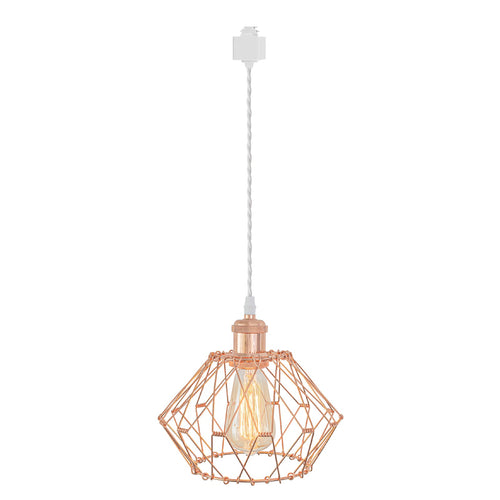Track Light DIY Flexible Iron Cage Pendant Mini Chrome Shade Lamp-Rose Golden