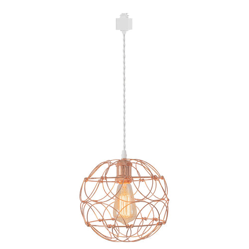 Track Light DIY Flexible Iron Cage Pendant Creative Chrome Shade Lamp-Rose Golden