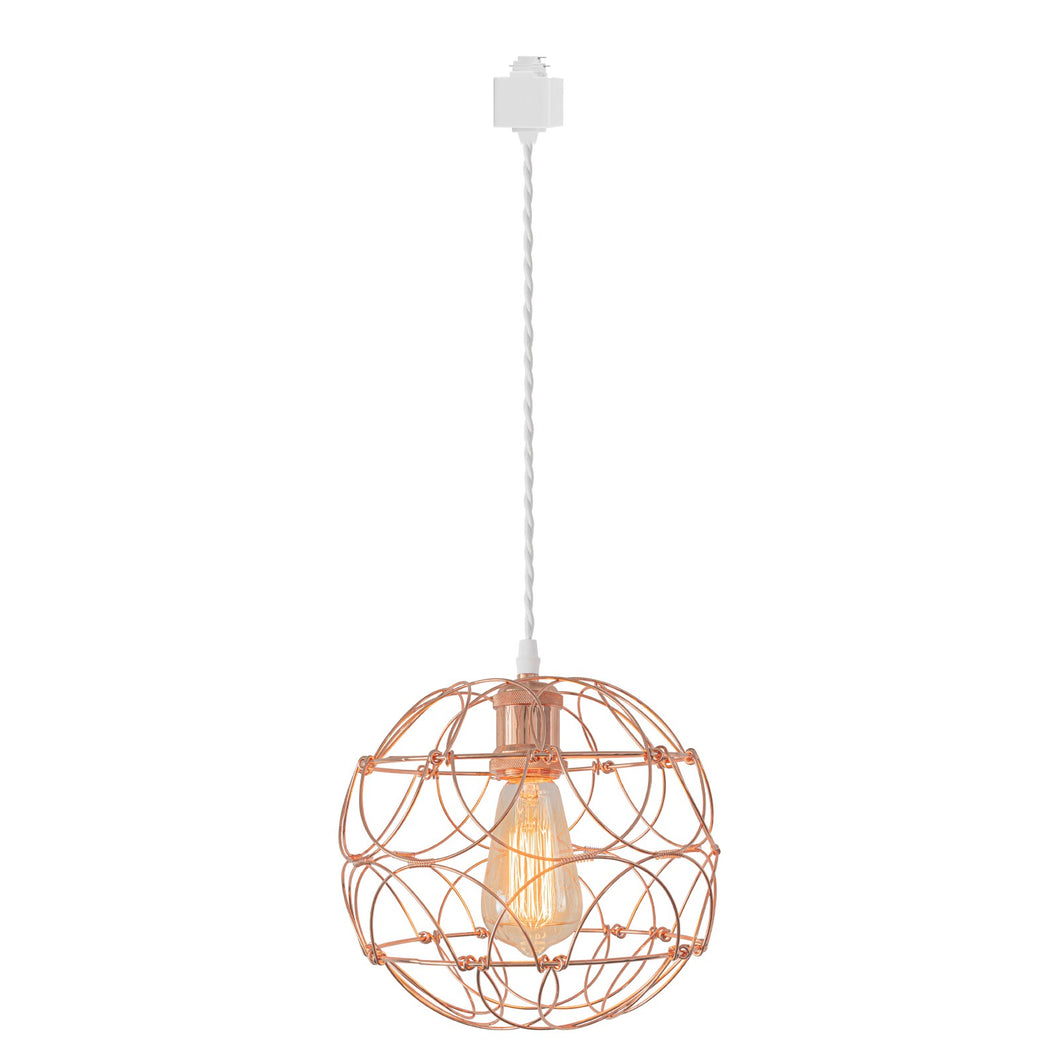 Track Light DIY Flexible Iron Cage Pendant Creative Chrome Shade Lamp-Rose Golden