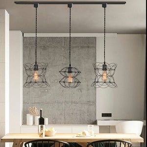 Track Light DIY Flexible Iron Cage Pendant Creative Chrome Shade Lamp-Black