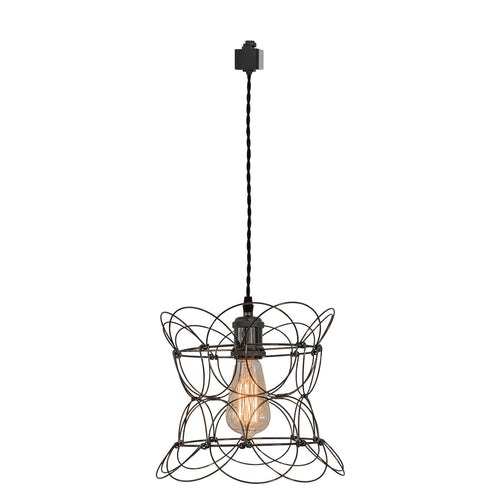 Track Light DIY Flexible Iron Cage Pendant Creative Chrome Shade Lamp-Black