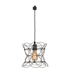Track Light DIY Flexible Iron Cage Pendant Creative Chrome Shade Lamp-Black