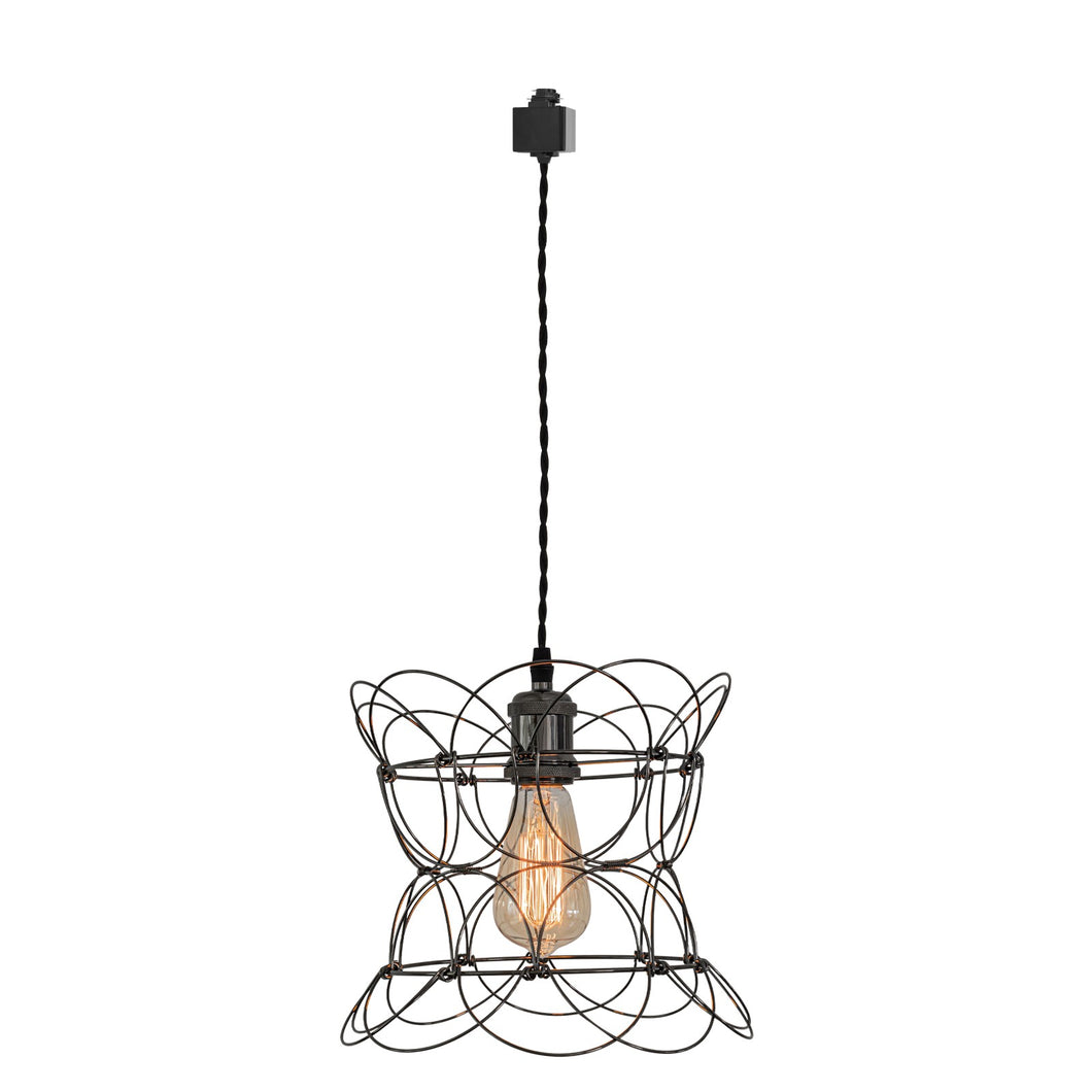 Track Light DIY Flexible Iron Cage Pendant Creative Chrome Shade Lamp-Black