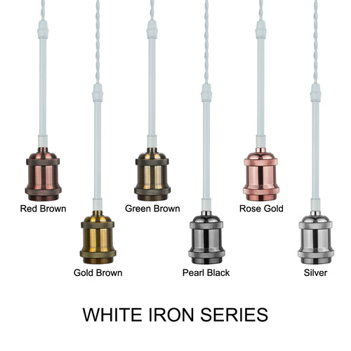 Track Light Pendant Scoket with White Drop Iron Pipe 3pcs
