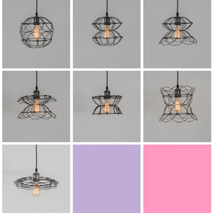 Track Light DIY Flexible Iron Cage Pendant Creative Chrome Shade Lamp-Black