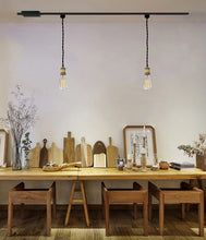 Load image into Gallery viewer, Track Light Fixture Mini E26 Base Brown Bronze Color Customized Length Hanging Lamp