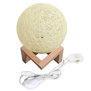 Motion Sensor LED Table Lamp with USB Port Rattan Light