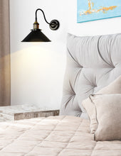 Load image into Gallery viewer, Rechargeable Smart LED Bulbs With Remote Cordless Metal Cone Shade Gooseneck Wall Sconces