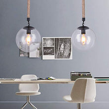 Load image into Gallery viewer, Track Light Pendants Crystal Glass Lampshade Hemp Rope Cord Restaurant Decor Lights