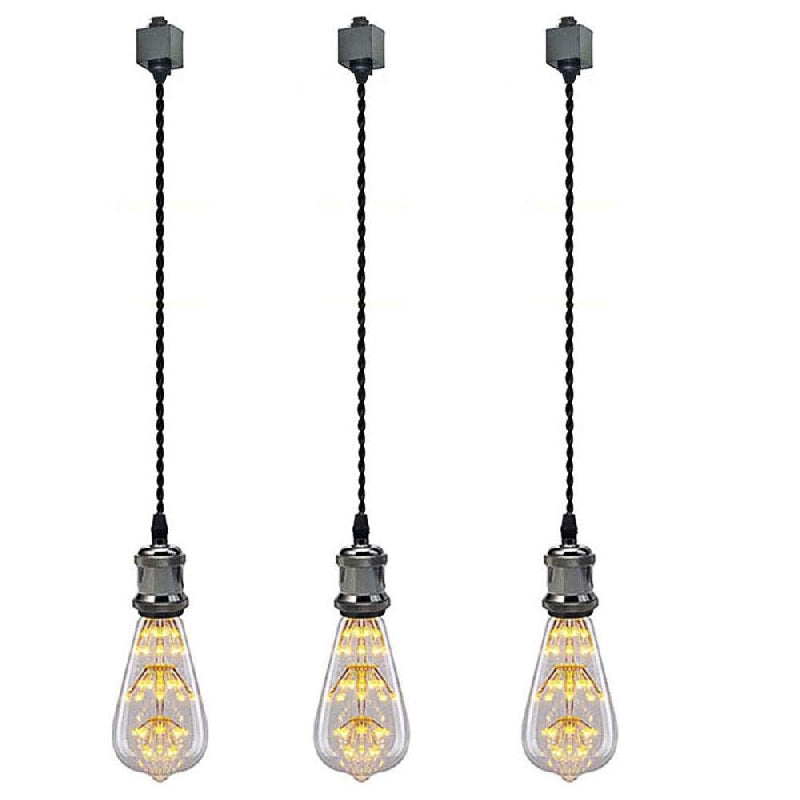Track Lighting Mini Antique Brass Hanging Lamp 3pcs