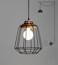 Load image into Gallery viewer, Plug-in Pendant Antique Iron Cage Combine Wood Lighting