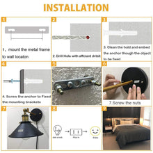 Load image into Gallery viewer, Plug-in Button Cord Lighting Vintage Industrial Wall Lamp