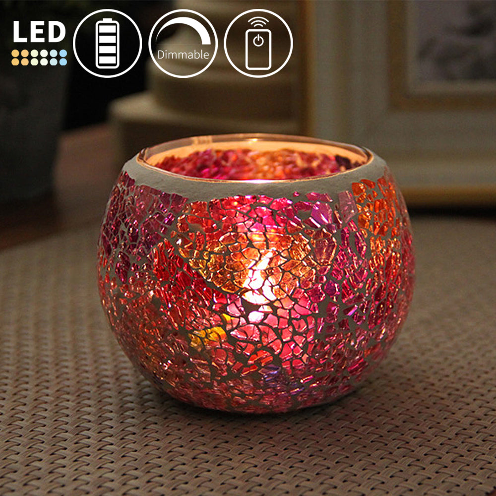 Cordless Battery Mini Night Light Dimmable LED with Remote Crack Glass ...