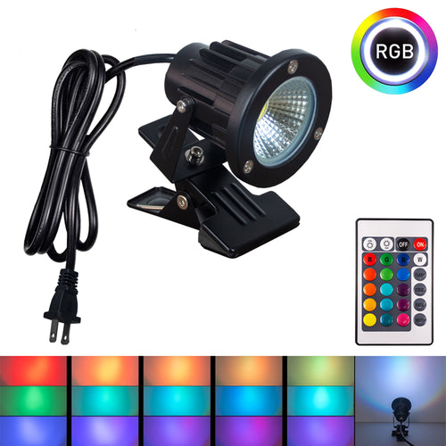 RGB LED Clip-on Spotlight Waterproof Board Light Color Changing Remote Control