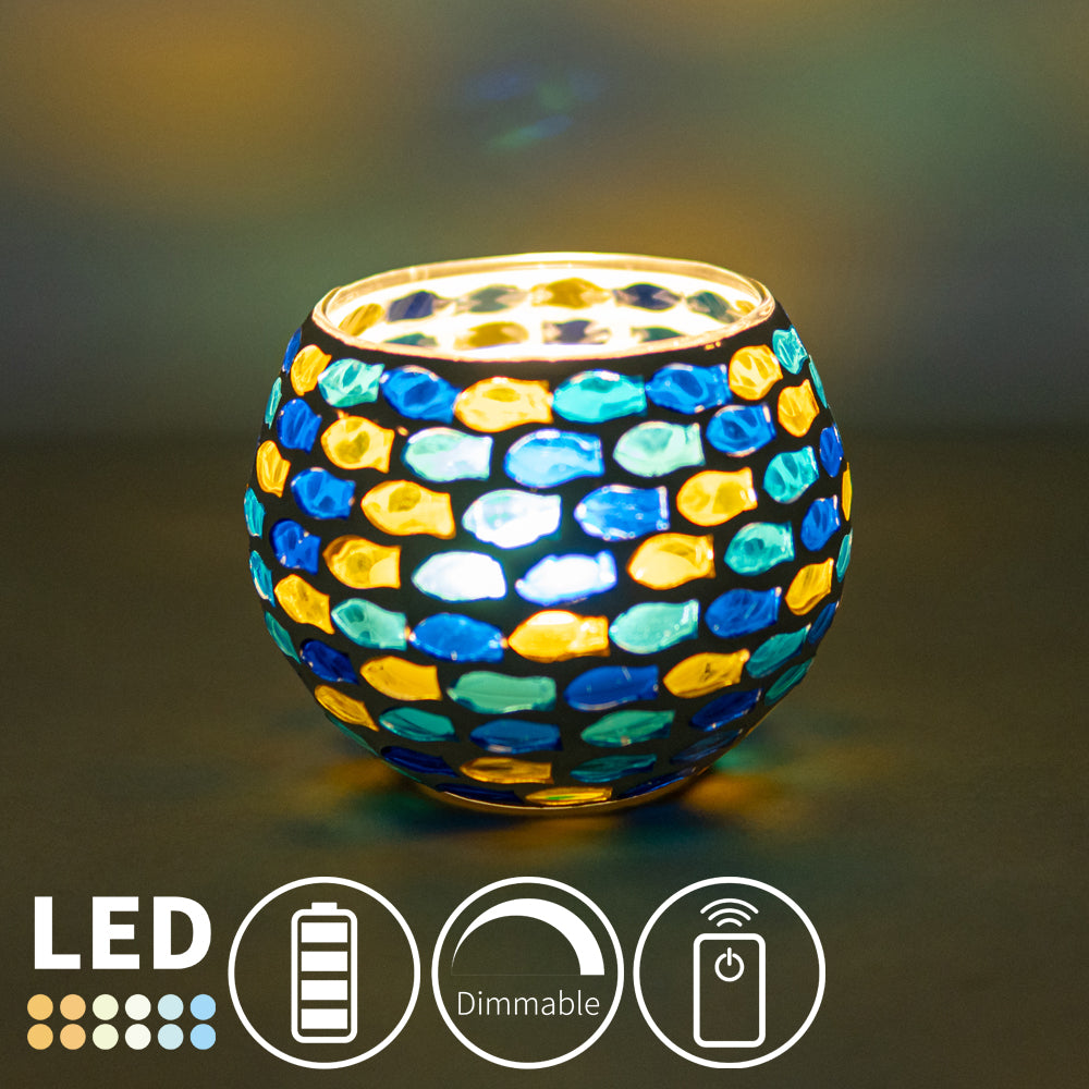 Cordless Battery Mini Night Light Dimmable LED with Remote Glass Shade